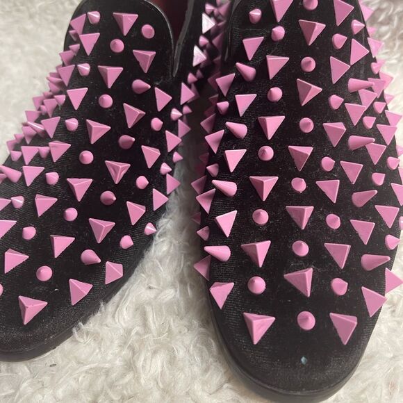 Alberto Fellini Men's synthetic black suede pink Spike Dress Loafers SZ8.5 - Picture 12 of 13